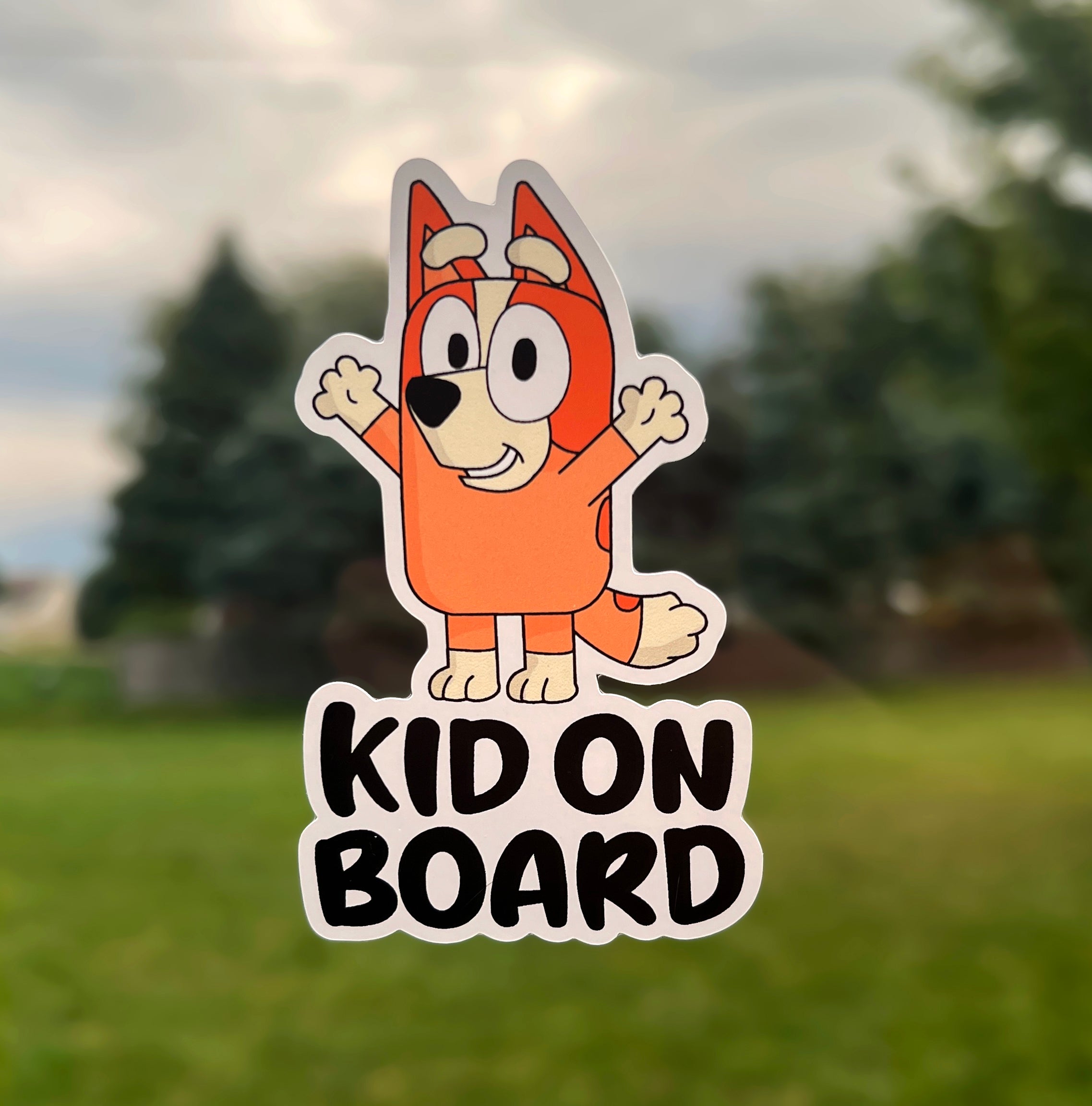 (B2) Kid on Board Orange - Dog Family Decal / Sticker